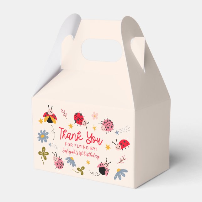 Ladybug Red Bug Birthday Party Favour Box (Front Side)