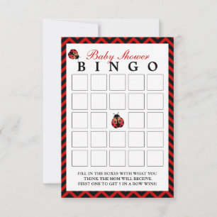 Ladybug Red Chevron Baby Shower Bingo Cards