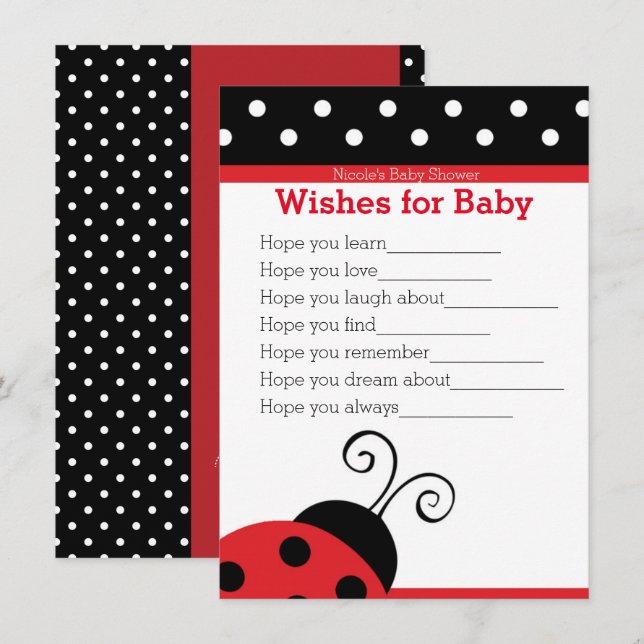 Ladybug Red Polka Dot Wishes for Baby Shower Card (Front/Back)