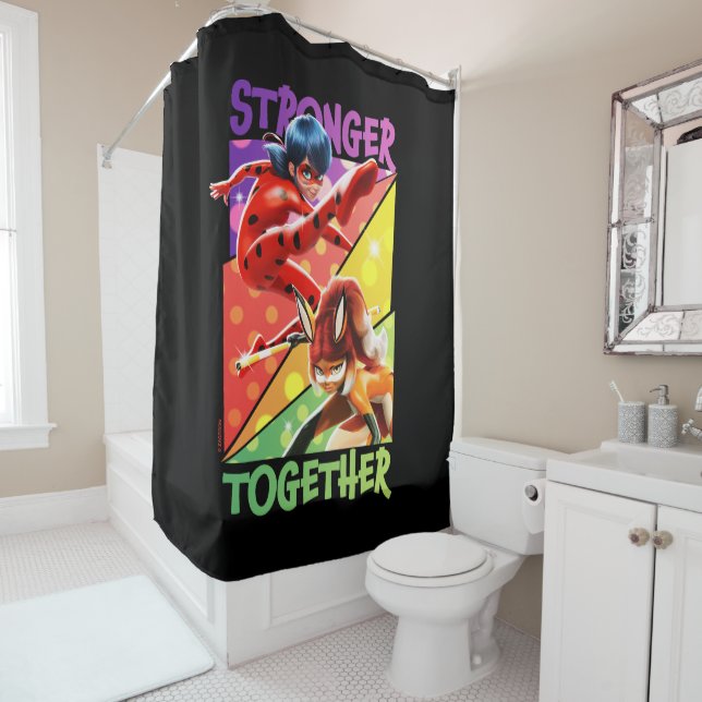 Ladybug & Rena Rouge | Stronger Together Shower Curtain (In Situ)