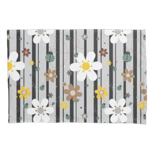 Ladybug Retro Fun Flower Illustration Pattern Pillowcase