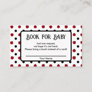 Ladybug retro polka dots Book request Baby Shower Enclosure Card