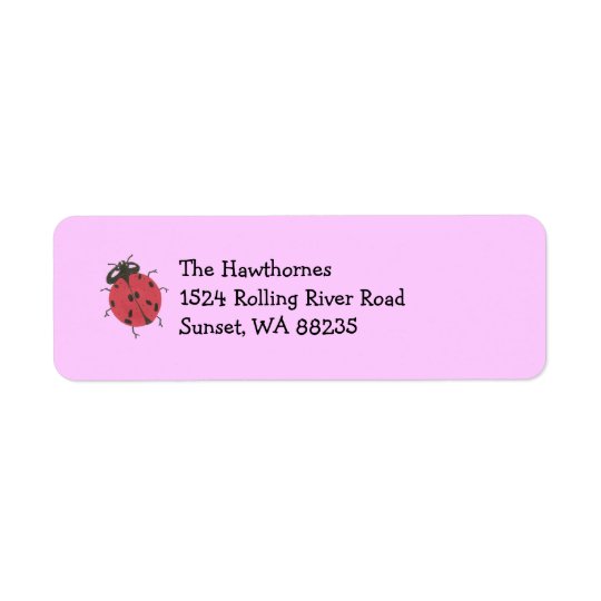 Ladybug return address label -- pink