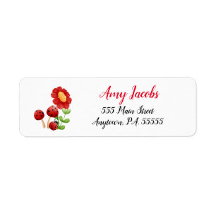 Ladybug Return address labels, Baby shower Label