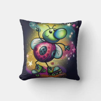 Ladybug Roller Disco Throw Pillow