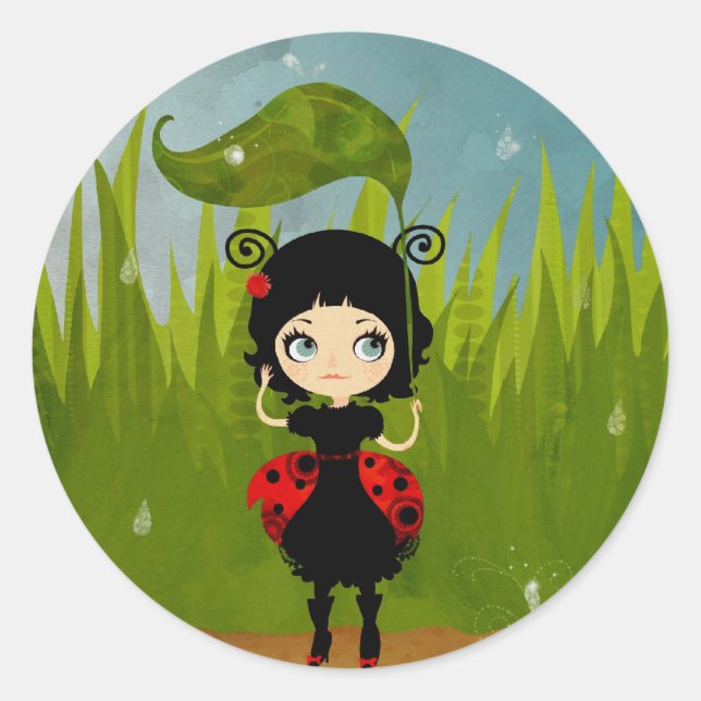 Ladybug round sticker (Front)