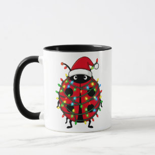 Ladybug Santa Hat Holiday Insect Christmas Mug