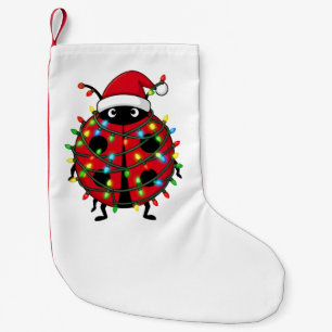 Ladybug Santa Hat Holiday Insect Christmas Small Christmas Stocking