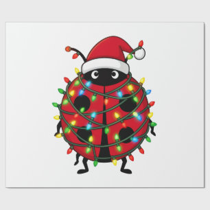 Ladybug Santa Hat Holiday Insect Christmas Wrapping Paper