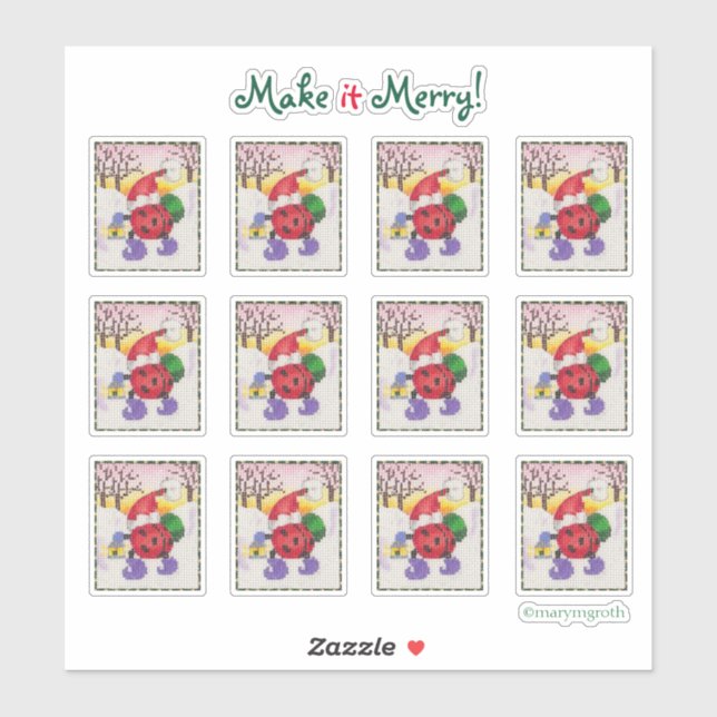 Ladybug Santa Stickers (Sheet)