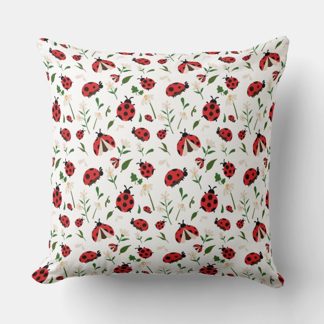 Ladybug seamless pattern pillow (Front)