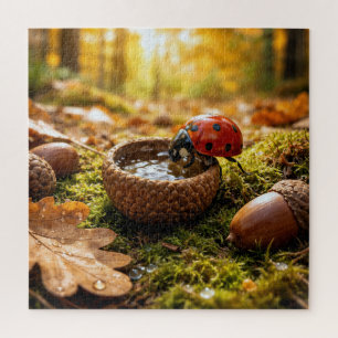 Ladybug Sipping Water from an Acorn Cap Jigsaw Puzzle