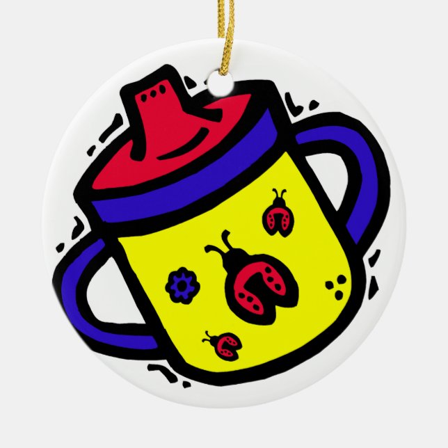 ladybug sippy cup ceramic tree decoration (Front)