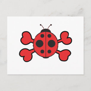 ladybug Skull red Crossbones Postcard