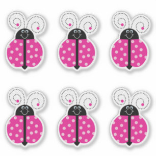 Ladybug Smiling Pink Cartoon