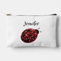 Ladybug sparkles red pattern white custom name