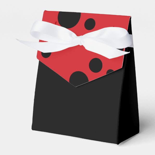 Ladybug Spots Baby Shower Black Treat Favour Box (Front Side)
