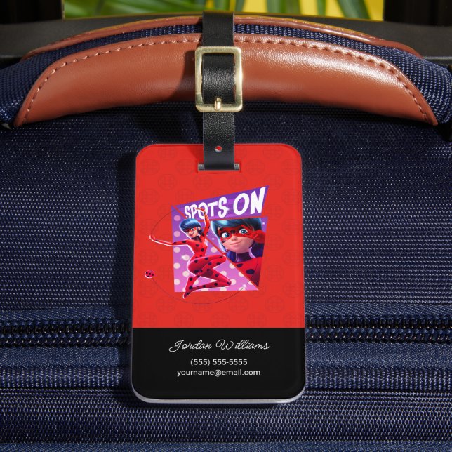 Ladybug | Spots On Purple Graphic Luggage Tag (Front Insitu 2)