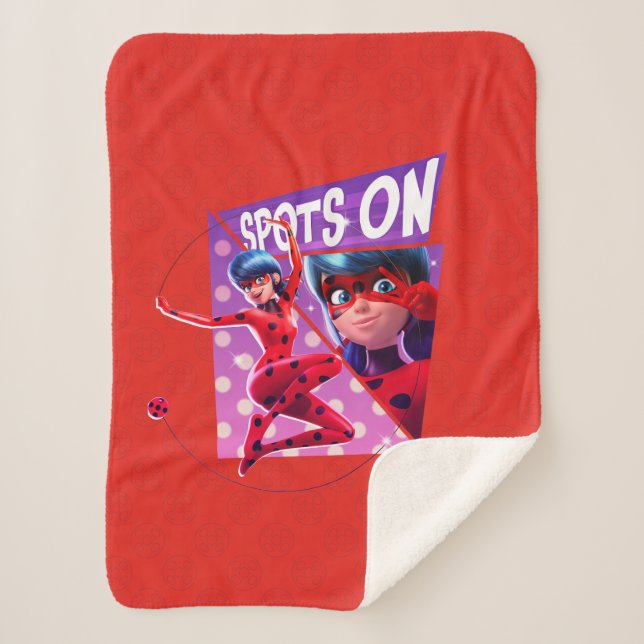 Ladybug | Spots On Purple Graphic Sherpa Blanket (Front)