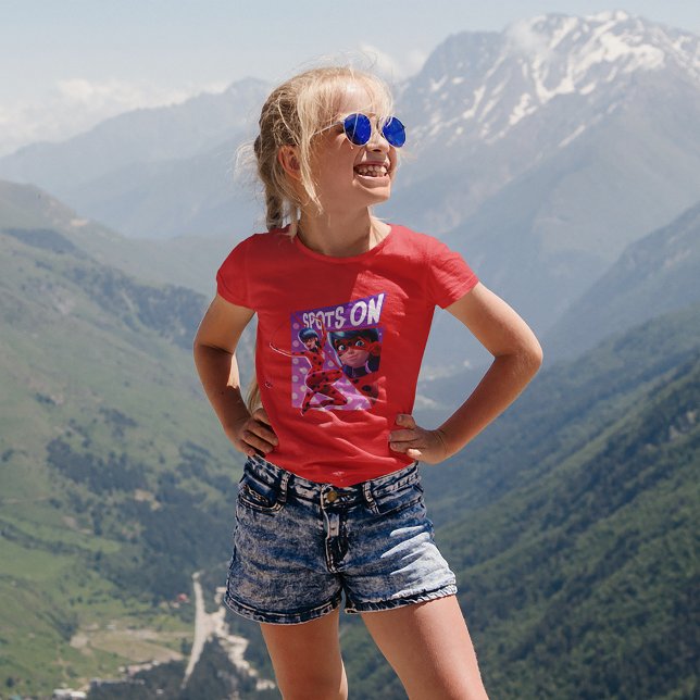 Ladybug | Spots On Purple Graphic T-Shirt (Kid wearing t-shirt)