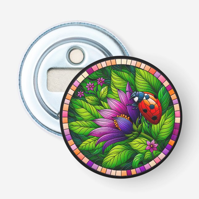 Ladybug Stained Glass Bottle Opener (Front)
