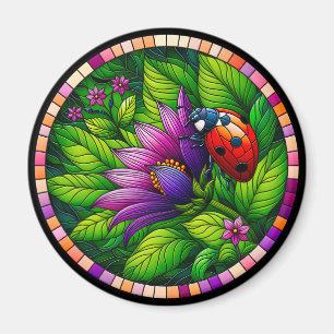 Ladybug Stained Glass Magnet