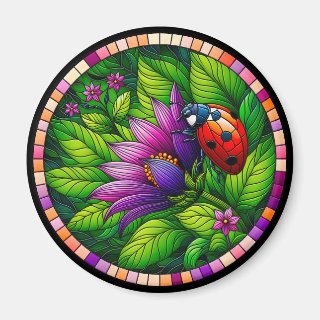 Ladybug Stained Glass Magnet (Front)