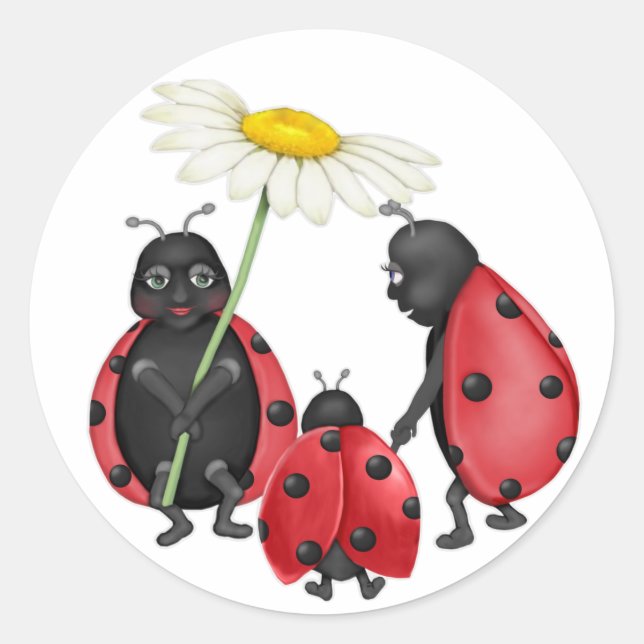 Ladybug Stroll Classic Round Sticker (Front)