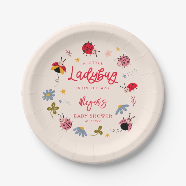 Ladybug Summer Baby Shower Paper Plate (Front)