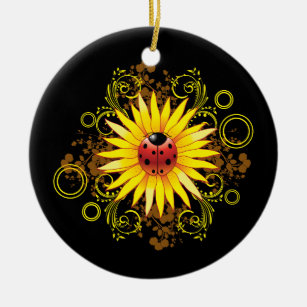 Ladybug Sunflower Ornament