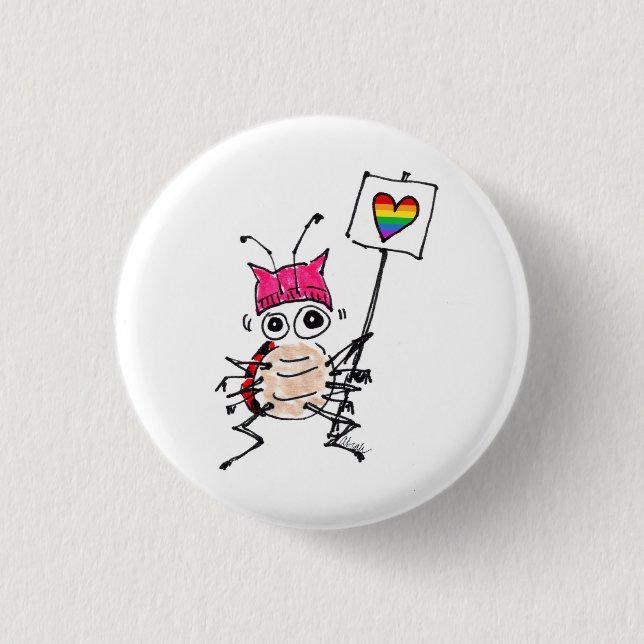 Ladybug Supports Tolerance and Love button (Front)
