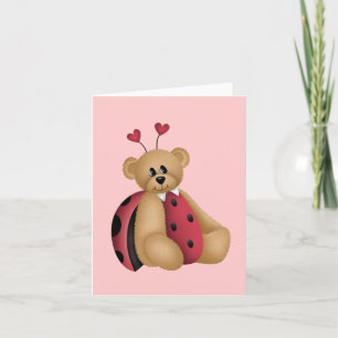 Ladybug Teddy Bear Holiday Card