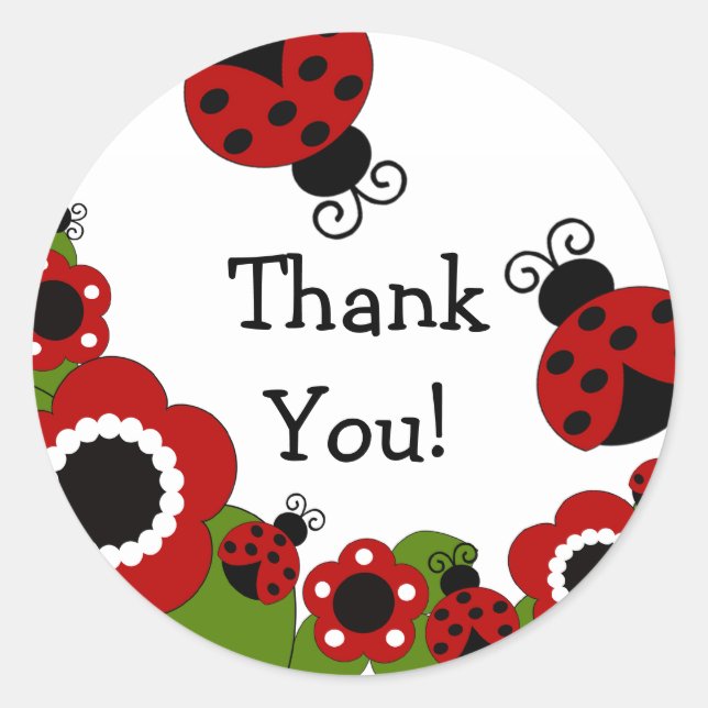 Ladybug Thank You Birthday Sticker (Front)