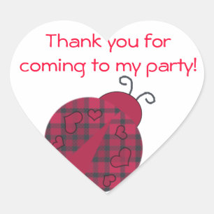Ladybug Thank You Heart Shaped Ladybug Stickers