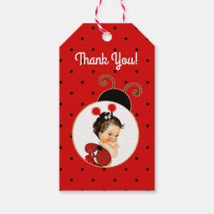 Ladybug Theme Baby Girl Red & Black Dots Gift Tags