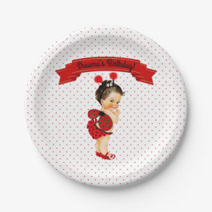 Ladybug Theme Baby Girl Red Dots Paper Plate