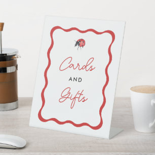 Ladybug Theme Party Cards and Gifts Pedestal Sign