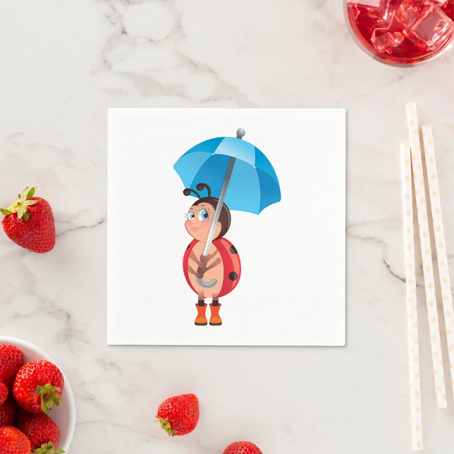 Ladybug Under An Umbrella Napkins (Creator Uploaded)