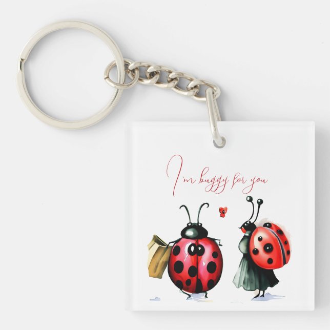 Ladybug Valentine's Day Card Key Ring (Front)