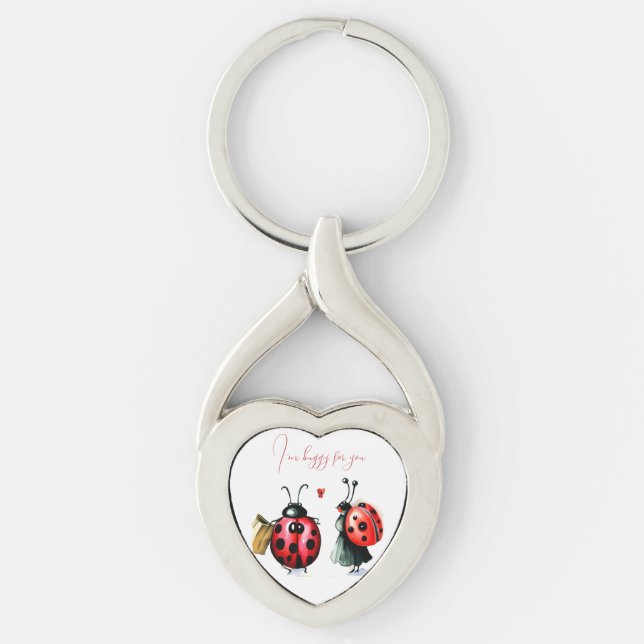 Ladybug Valentine's Day Card Key Ring (Front)