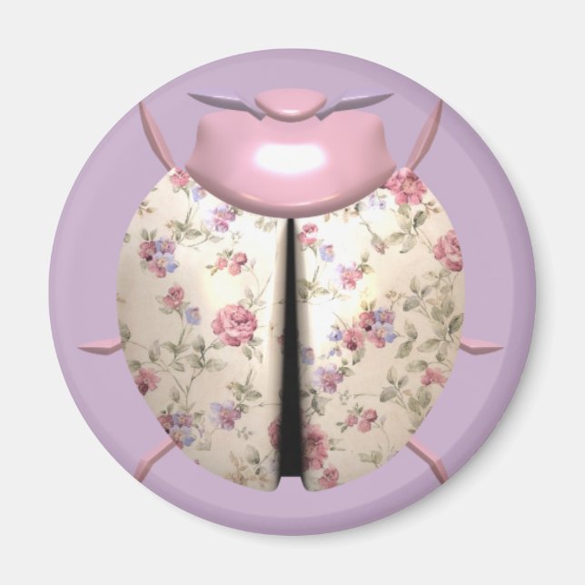 Ladybug violet and Rose cute floral pink purple Magnet (Front)