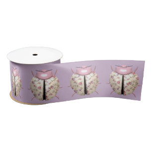 Ladybug violet and Rose cute floral purple pink Satin Ribbon