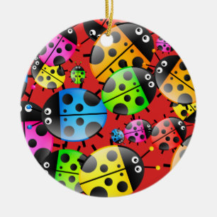 Ladybug Wallpaper Ceramic Ornament