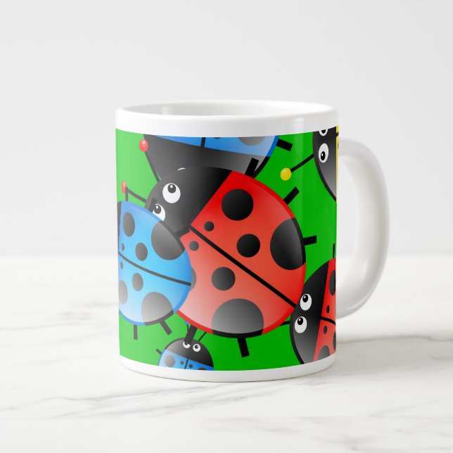 Ladybug Wallpaper Large Coffee Mug (Front Right)