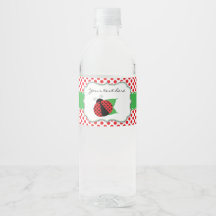 Ladybug Water Bottle Labels-Green & Red