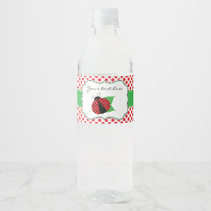 Ladybug Water Bottle Labels-Green & Red Label