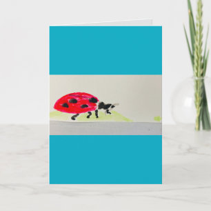 Ladybug watercolor :Happy Birthday 2025! Festive! Card