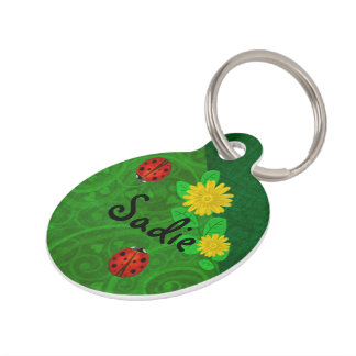 Ladybug Whimsey 3D Folk Art PETS NAME Pet Tag