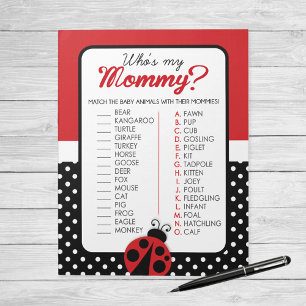 Ladybug Who's My Mummy Baby Animal Shower Game Notepad