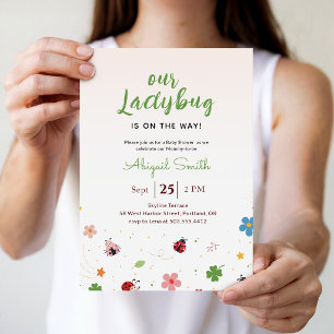 Ladybug Wildflower Girl Baby Shower Invitation